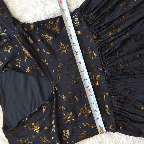 NWT Blackmilk Burned Velvet Christmas Baubles Gold Foil Romance Heavenly Dress - Picture 15 of 16